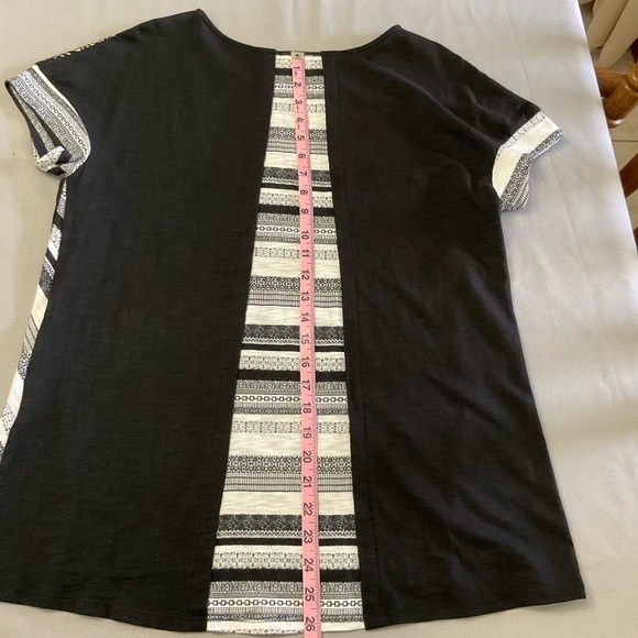 Chico’s Zenergy Back Striped Short Sleeve Tee Foiling on Front - Size … - Picture 7 of 11